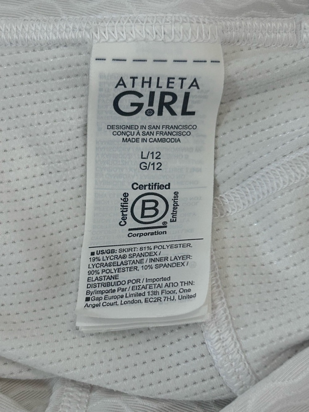 Athleta Girl White Serve Skort, L 10/12 - Picture 8 of 16
